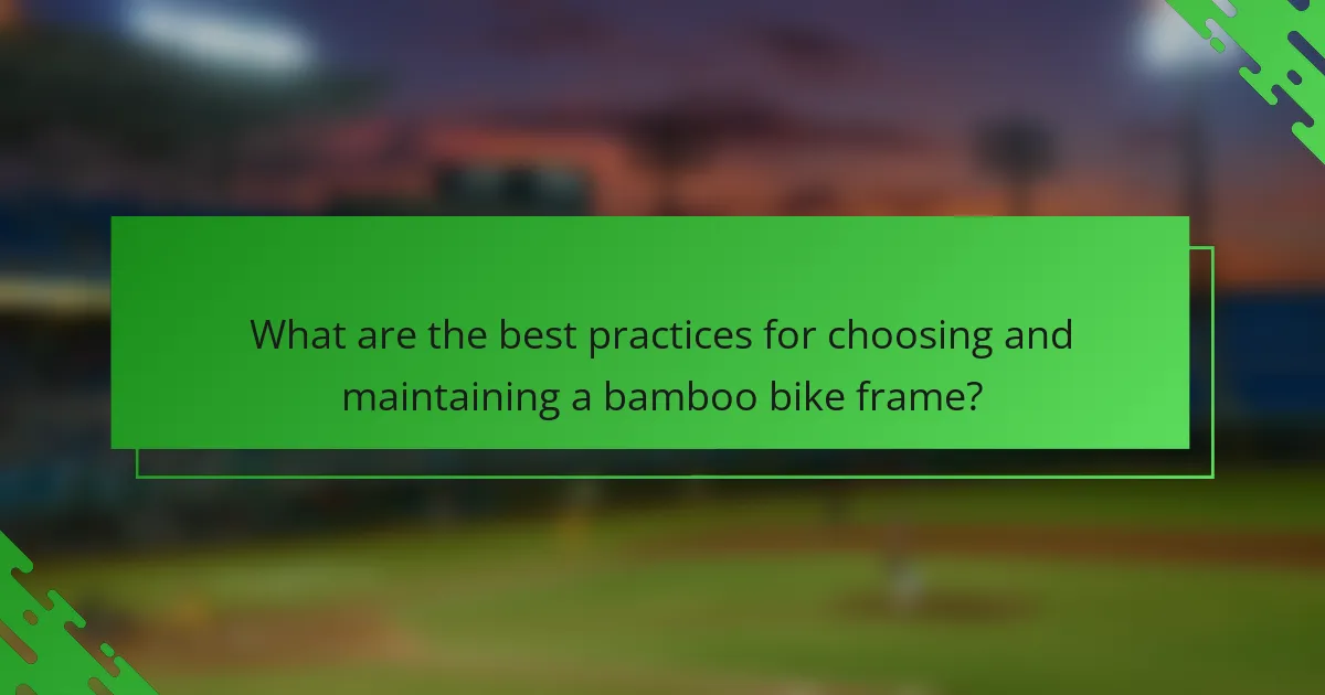 What are the best practices for choosing and maintaining a bamboo bike frame?