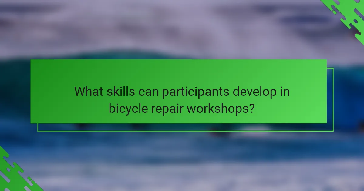 What skills can participants develop in bicycle repair workshops?